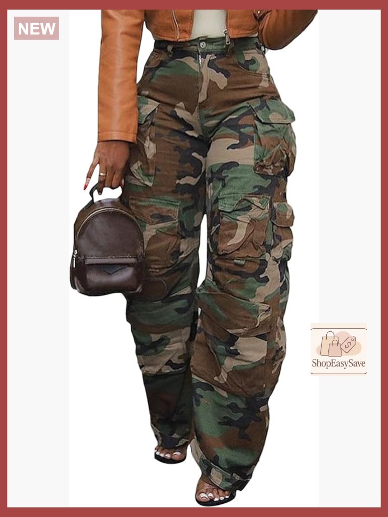 Wide Leg Cargo Jeans High Waisted Baggy Trendy Denim Pants Multi Pockets Utility